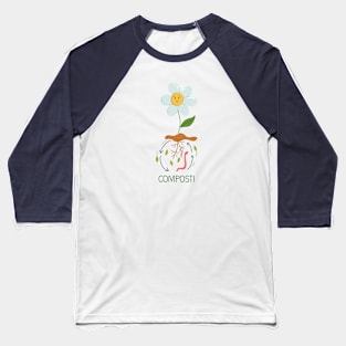 Flower in pile of ground, Composting process illustration Baseball T-Shirt